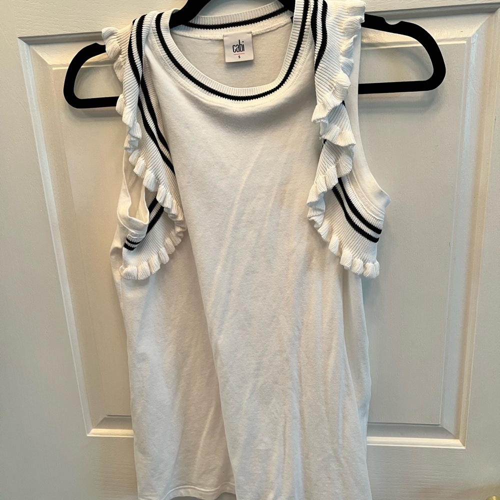 Cabi sleeveless ruffle sweater